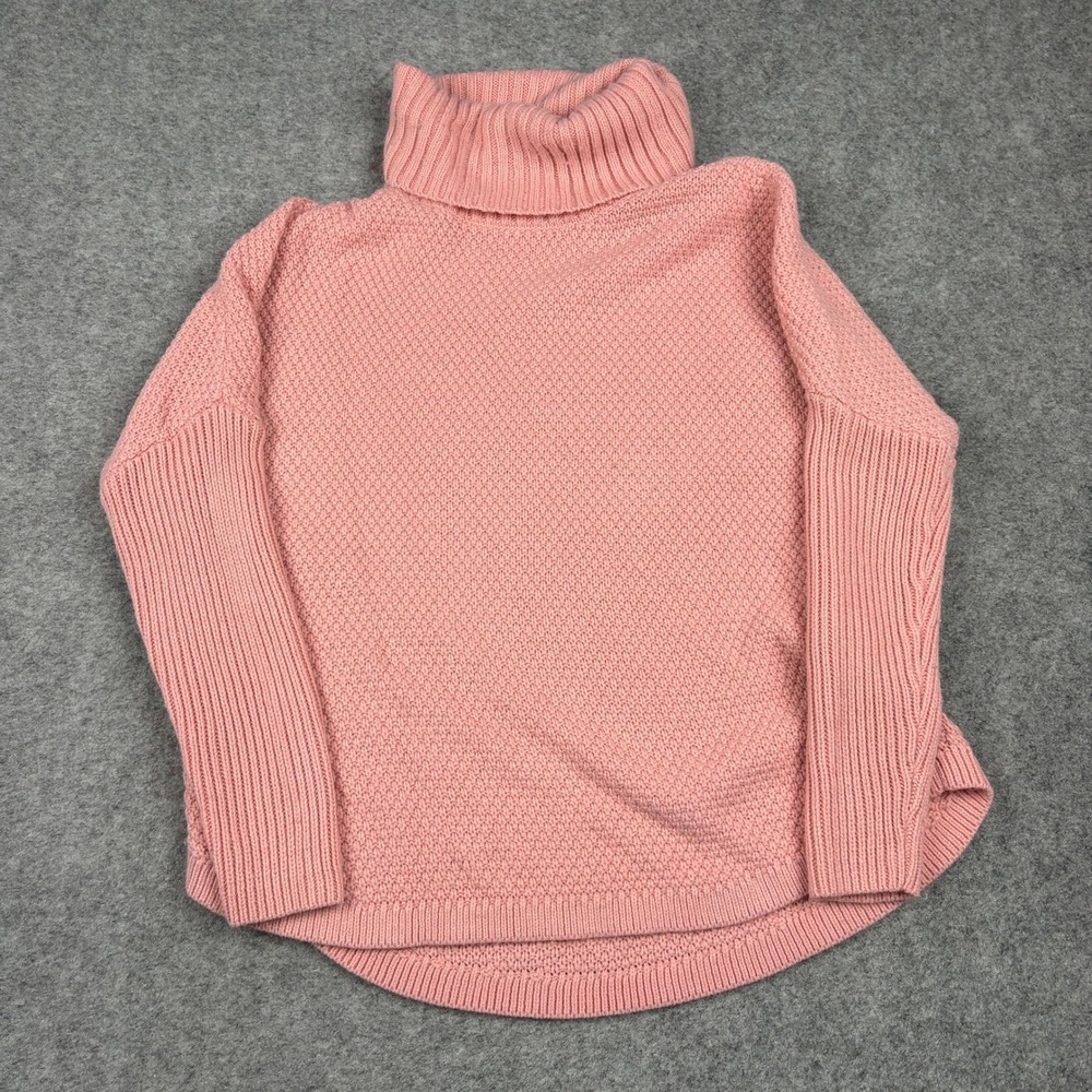 MEROKEETY Turtleneck Sweater Womens Small Pink Chunky Knit Oversized Pullover